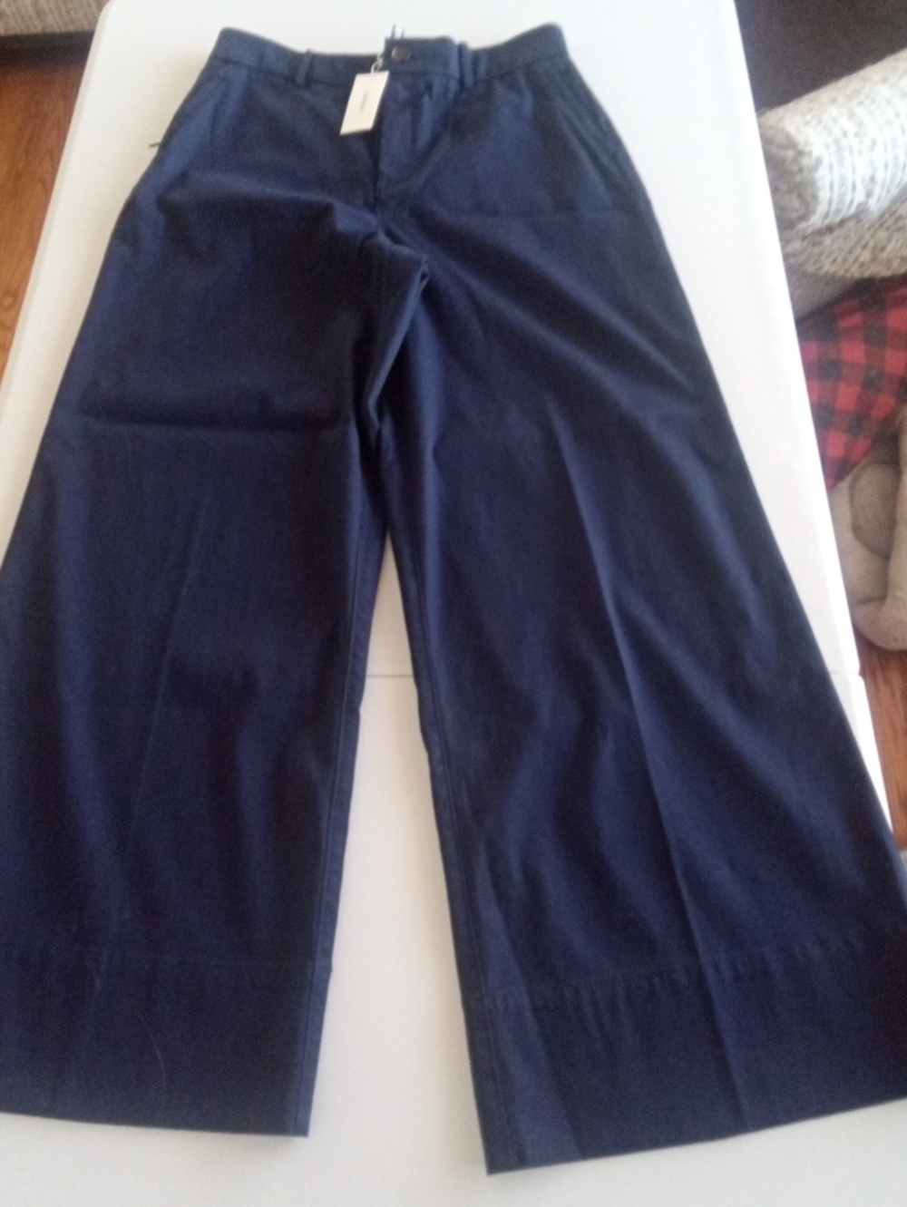 SPANX Wide-Leg High-Rise Jeans in Navy Blue